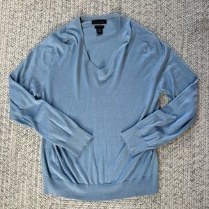 Banana Republish Silk & Cashmere Light Blue V-Neck Sweater